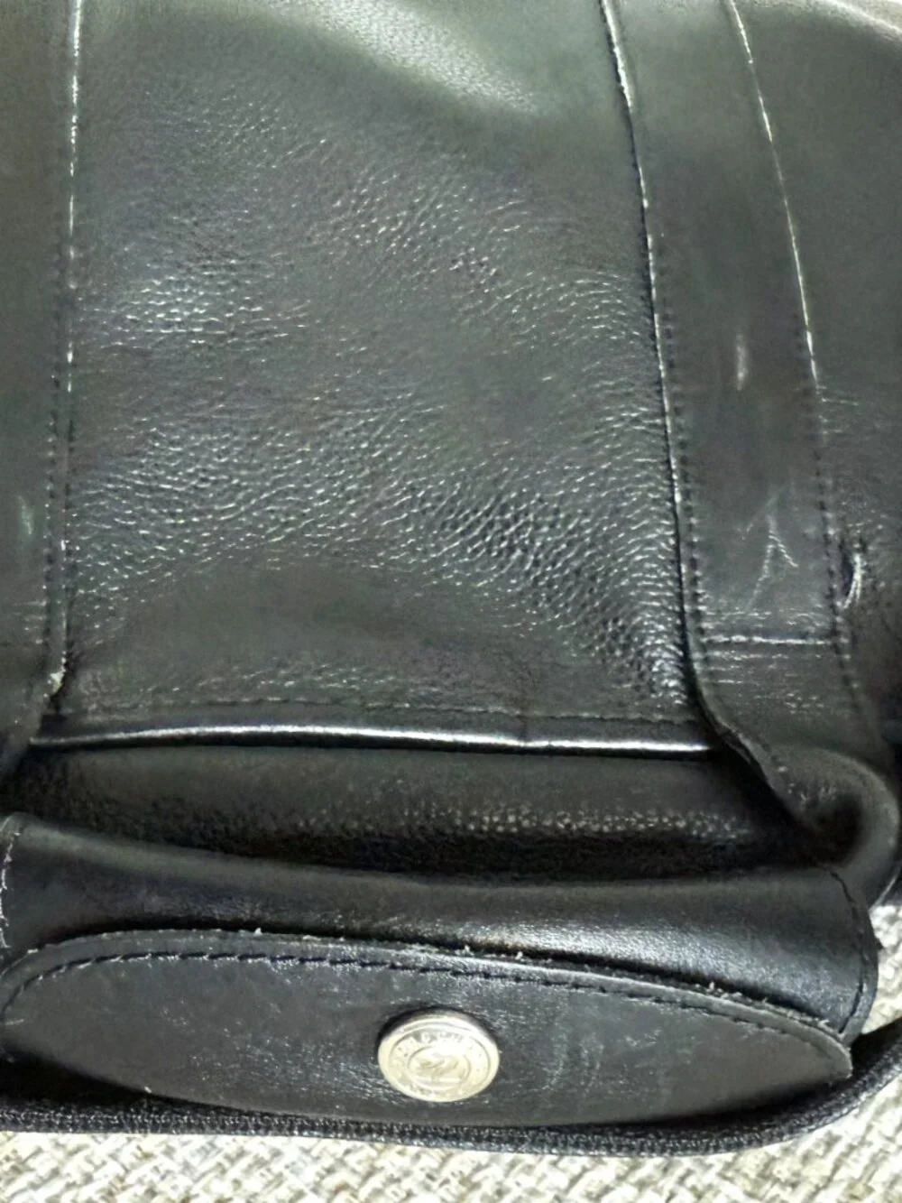Longchamp Paris Laptop bag Black leather computer Case crossbody bag